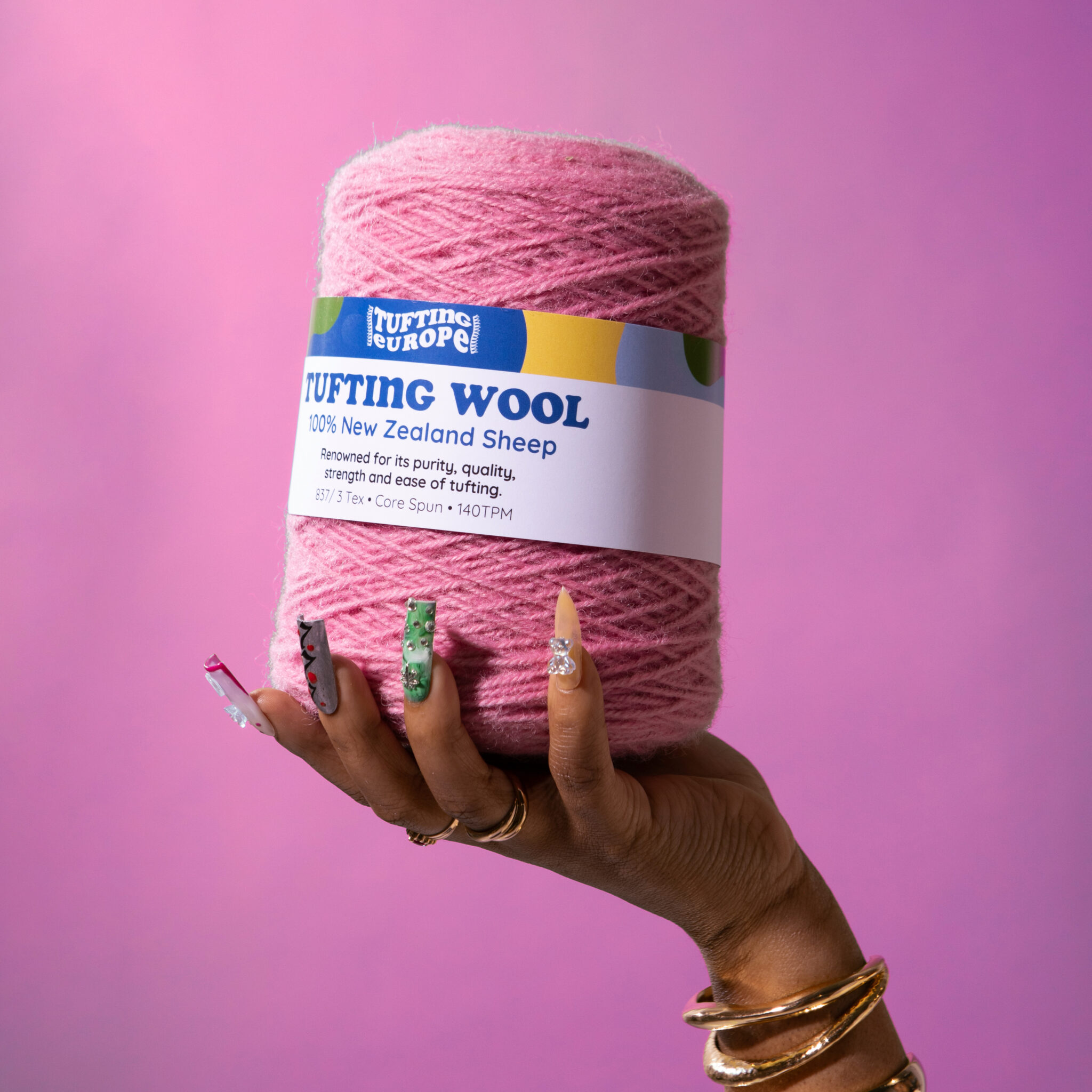 Pink 500 g Wool Tufting Yarn Tufting Europe