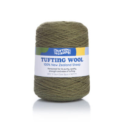 Filato per tufting verde muschio in rocchetto - 100% lana neozelandese