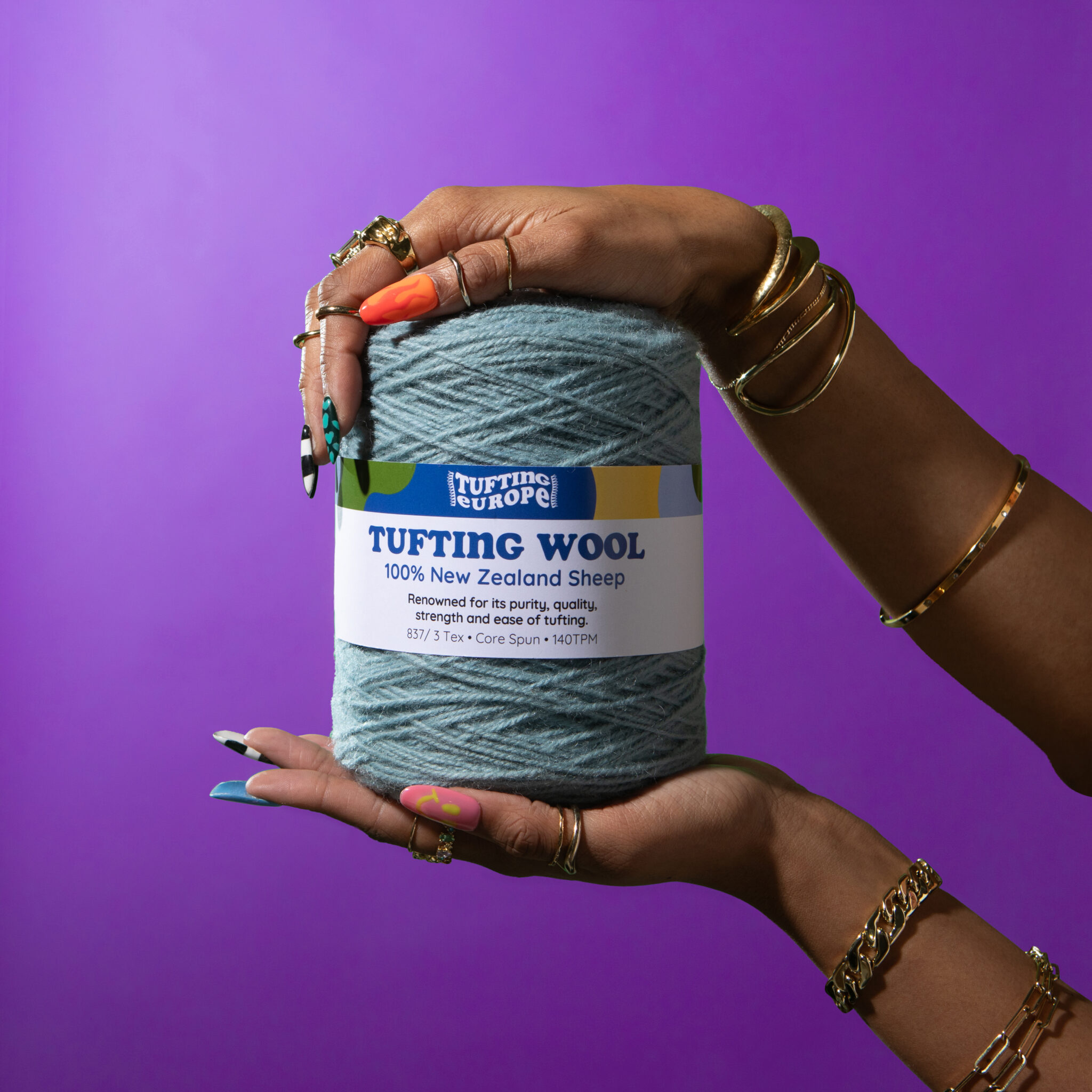 Light Blue 500 g Wool Tufting Yarn Tufting Europe