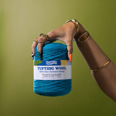 Super Blue 500 g Wolle Tufting-Garn 4 Superblaues Tufting-Garn auf Konen – 100 % neuseeländische Wolle